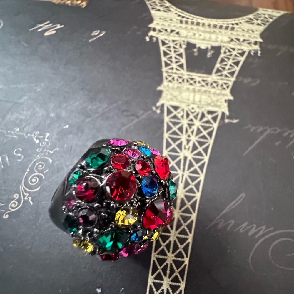 Multicolor Crystal Statement Ring - Picture 2 of 4